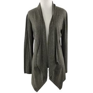 Eileen Fisher Linen Draped Open Gray Cardigan M